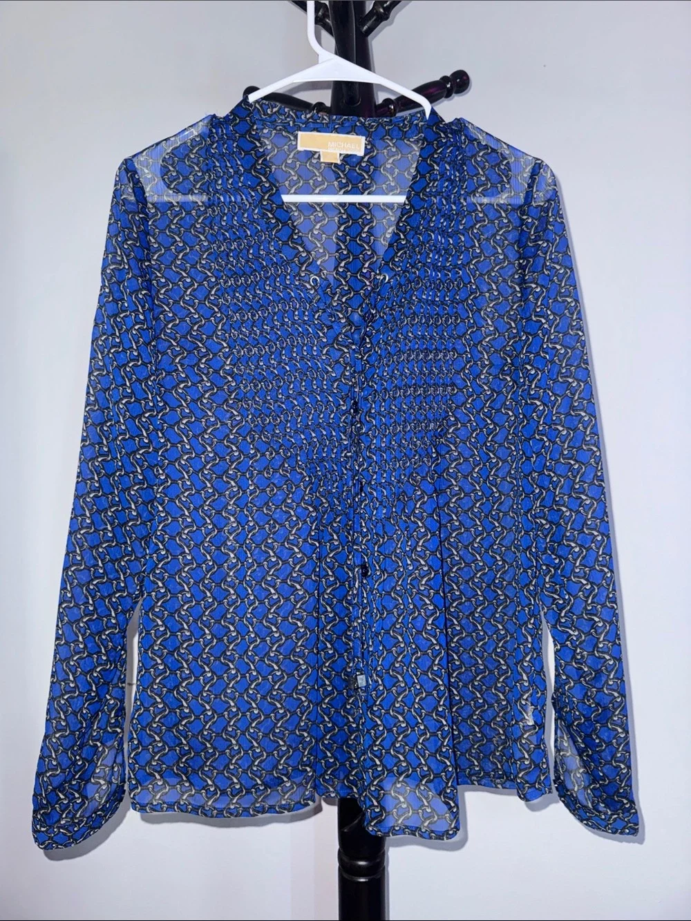 Blue Geometric Print Long-Sleeve Shirt 20.T